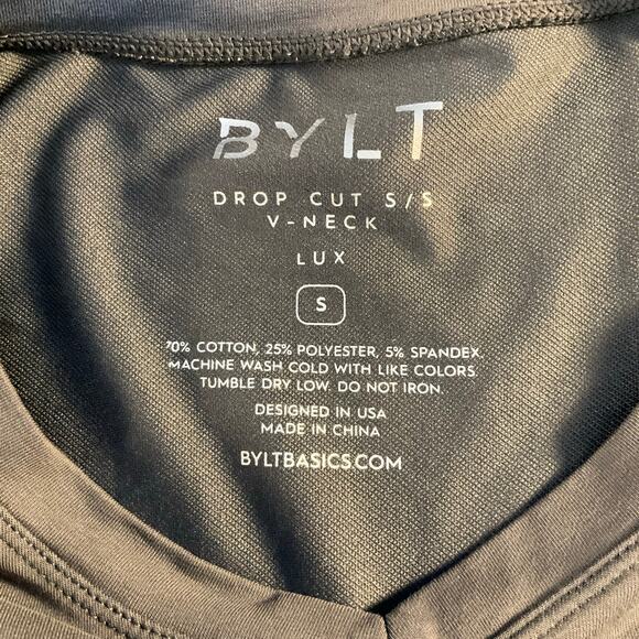 Bylt Gray Drop Cut V-Neck Short Sleeve Cotton Blend T-Shirt Size S - Picture 4 of 6